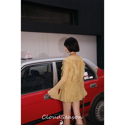 Set nữ áo dài tay phối bèo tua rua dáng ôm nhẹ nhàng nữ tính TH113