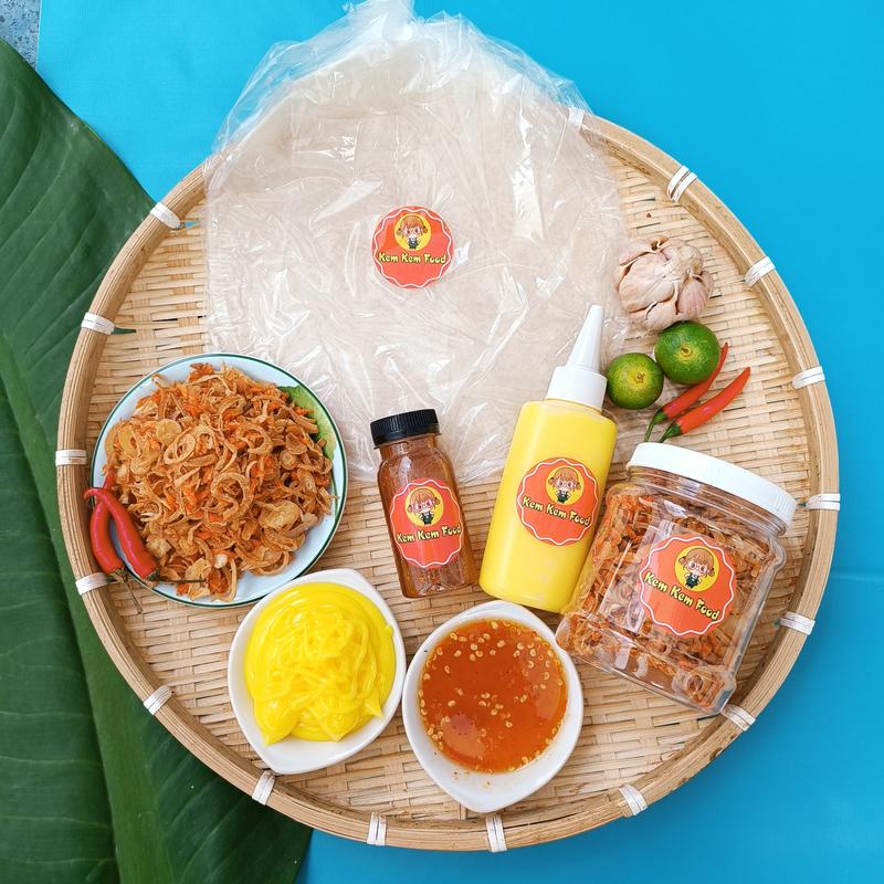 COMBO 4 MÓN ĐẦY ĐỦ VỊ BÁNH TRÁNG PHƠI SƯƠNG MUỐI TÉP HÀNH PHI BƠ BÉO KÈM SỐT TẮC GIA TRUYỀN