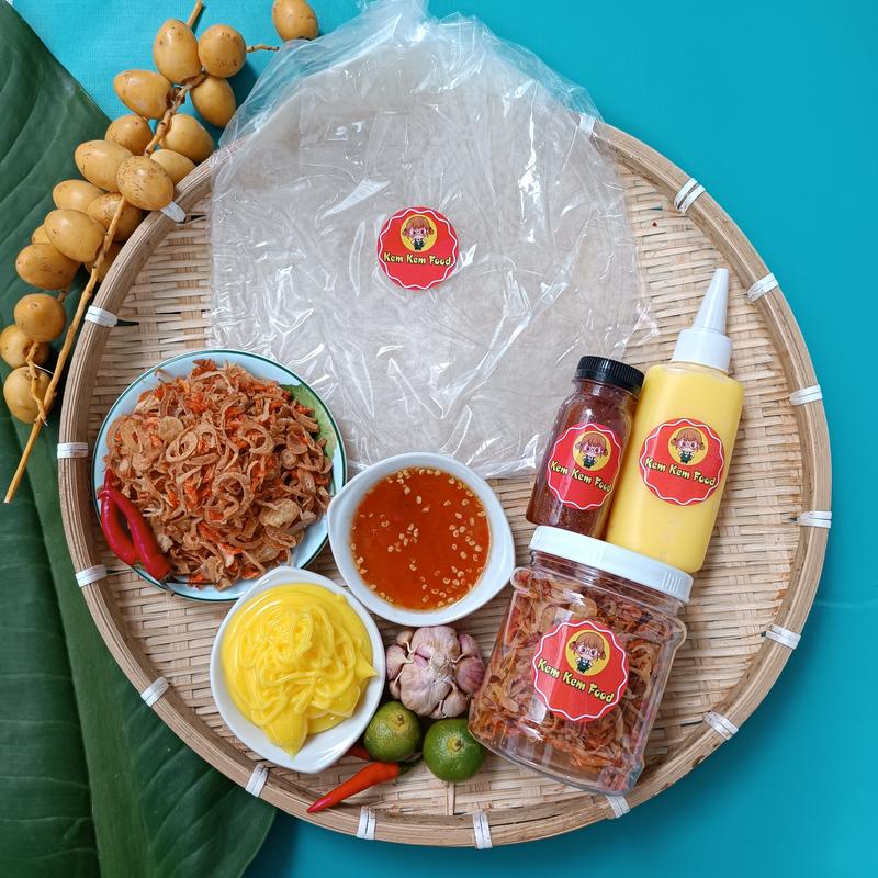 COMBO 4 MÓN ĐẦY ĐỦ VỊ BÁNH TRÁNG PHƠI SƯƠNG MUỐI TÉP HÀNH PHI BƠ BÉO KÈM SỐT TẮC GIA TRUYỀN