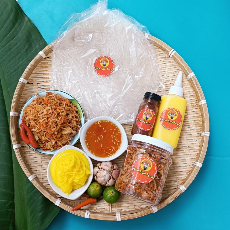 COMBO 4 MÓN ĐẦY ĐỦ VỊ BÁNH TRÁNG PHƠI SƯƠNG MUỐI TÉP HÀNH PHI BƠ BÉO KÈM SỐT TẮC GIA TRUYỀN