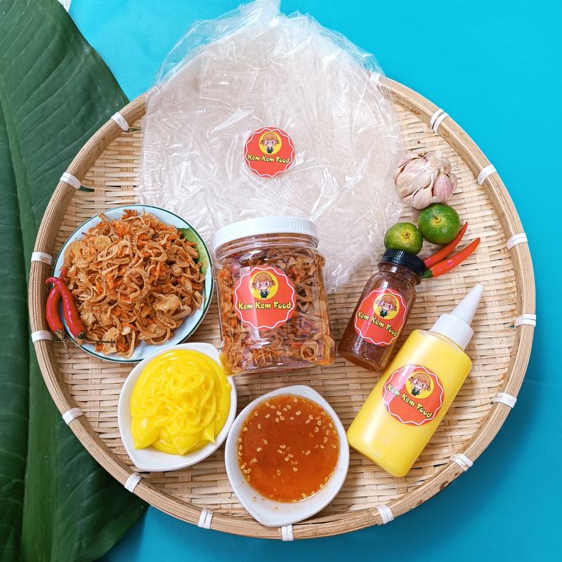 COMBO 4 MÓN ĐẦY ĐỦ VỊ BÁNH TRÁNG PHƠI SƯƠNG MUỐI TÉP HÀNH PHI BƠ BÉO KÈM SỐT TẮC GIA TRUYỀN