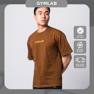 Áo thun tập gym thể thao nam Gymlab form oversize vải cotton cao cấp 250GSM – Màu Nâu