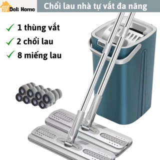 Bộ chổi lau nhà thông minh gồm 1 thùng 2 chổi lau 8 bông lau
