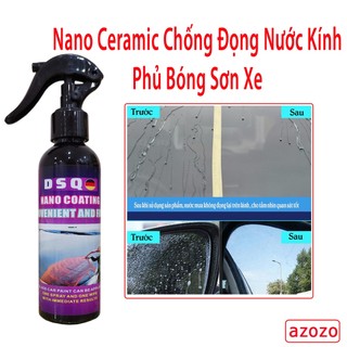 [ Tặng Khăn+ Mút ] Bình Nano Xịt Kính Chống Đọng Nước Ceramic Wax - Phủ Nano Kính Ô tô - Phủ Bóng Sơn Xe  azozo