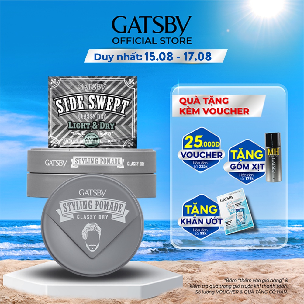 Pomade Tạo Kiểu Tóc GATSBY STYLING POMADE CLASSY DRY 75g