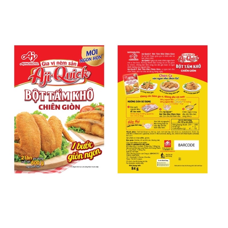 Bột tẩm khô Aji-Quick chiên giòn gia vị nêm sẵn 42gr,210gr