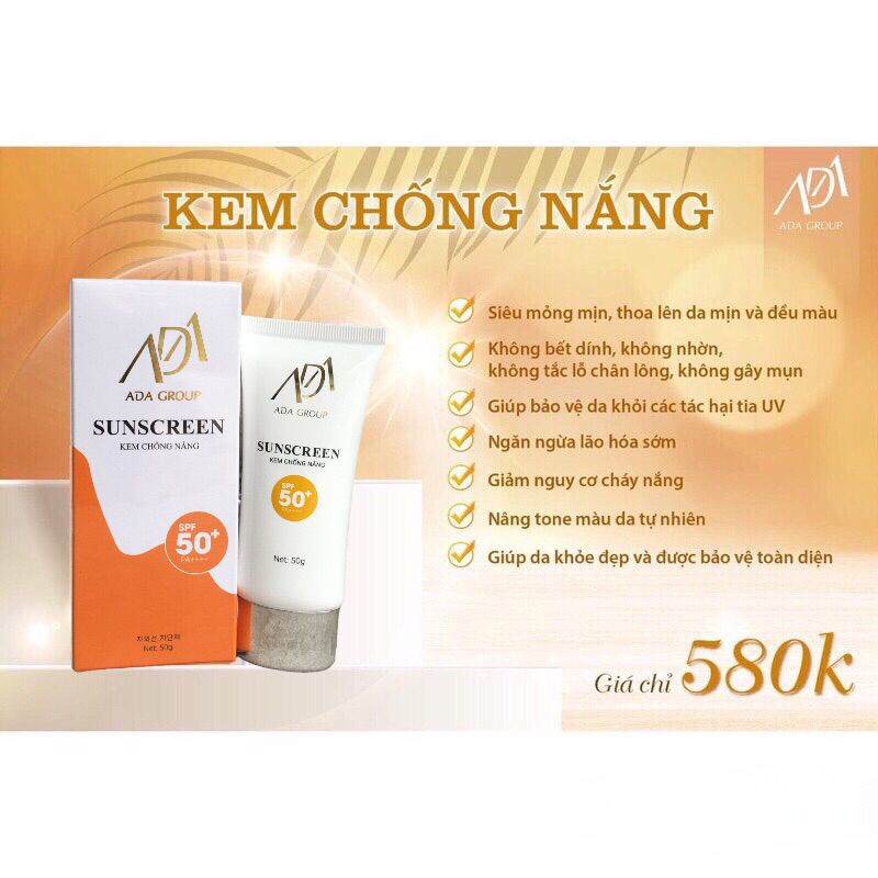 Kem chống nắng ADA GROUP giúp bảo vệ da khỏi các tác hại tia UV 50g