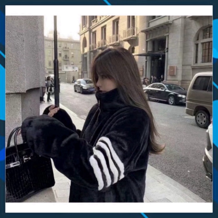 Áo Khoác Thom Lông Cừu 2 Lớp Dày Dặn Phối Kẻ Sọc Tay Phong Cách Trẻ Trung Năng Động Fom Nam Nữ | BigBuy360 - bigbuy360.vn