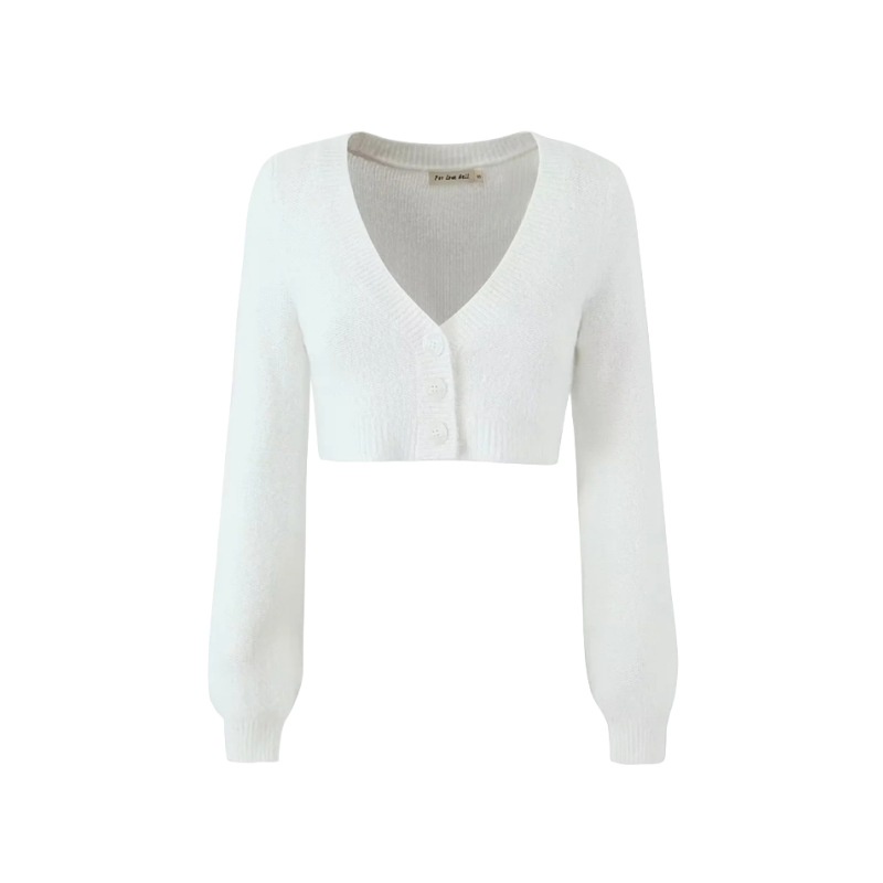 Autumn new v-neck single-breasted furry knitted cardigan coat âu mỹ thiểu số mặc eo cao ngắn mồ hôi