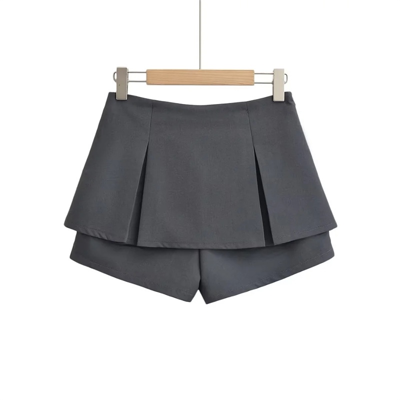 Design sense fake two-piece high waist skirt phong cách đại học all-match self-cultivation anti-skid hot girl khe không đều