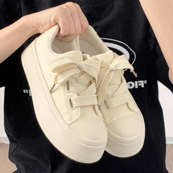 Giày vải dày-soled giày thể thao nữ màu trắng