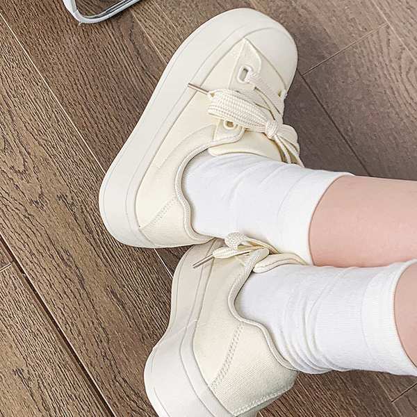 Giày vải dày-soled giày thể thao nữ màu trắng