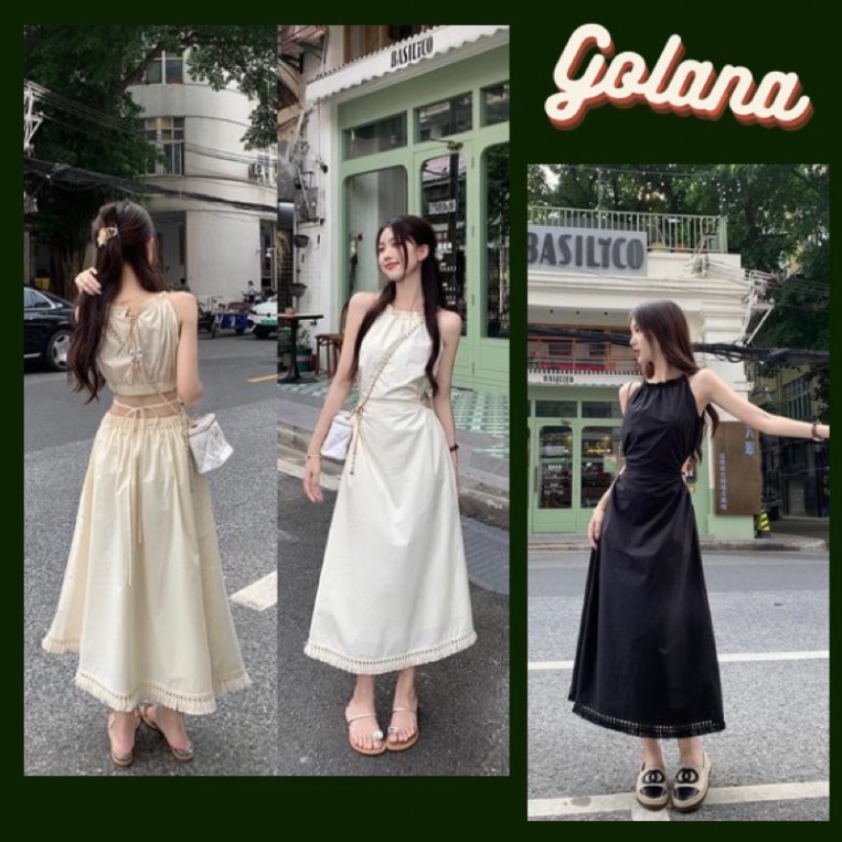 Đầm hai dây maxi suông dài Hai màu, Váy Yếm Nữ Tiểu Thư Dáng Dài Siêu Nữ tính (Có bigsize) - Hàng mới về