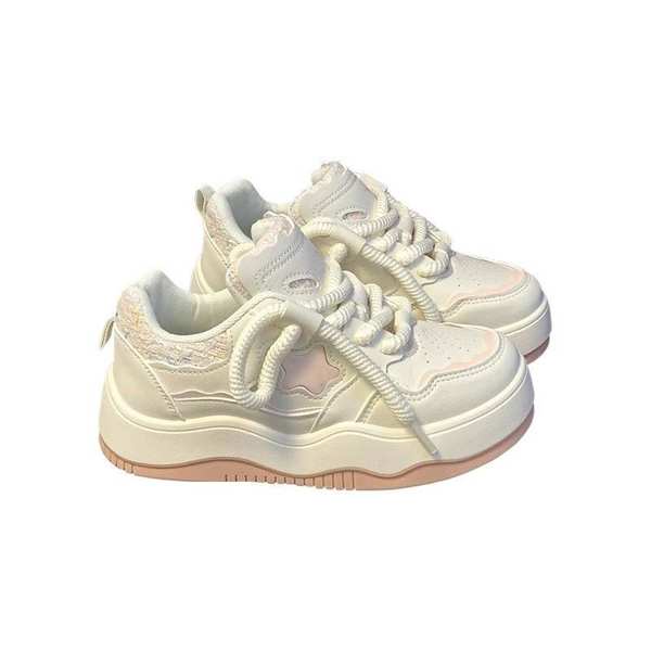 Giày thể thao nữ màu trắng dày-soled 2023