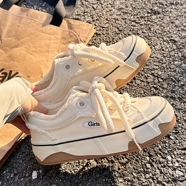 Giày vải nữ phong cách mới mùa hè giày thể thao dày-soled hợp thời trang