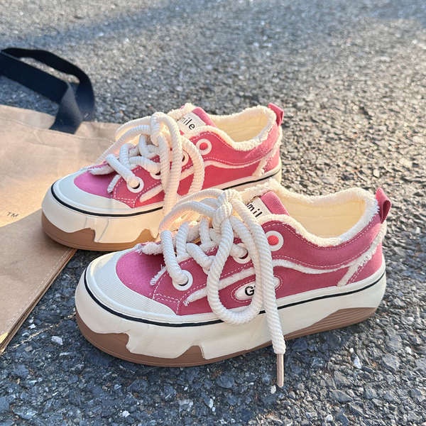 Giày vải nữ phong cách mới mùa hè giày thể thao dày-soled hợp thời trang
