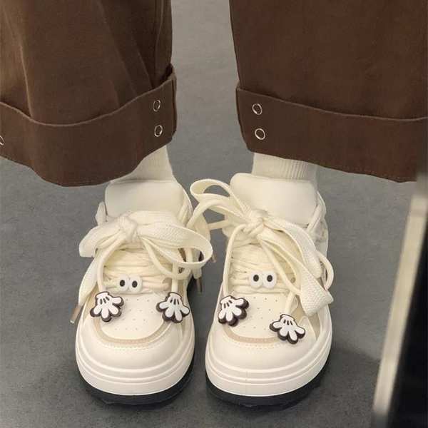 Thick-soled white shoes nữ phong cách mới dễ thương giản dị bánh mì thể thao giày thể thao