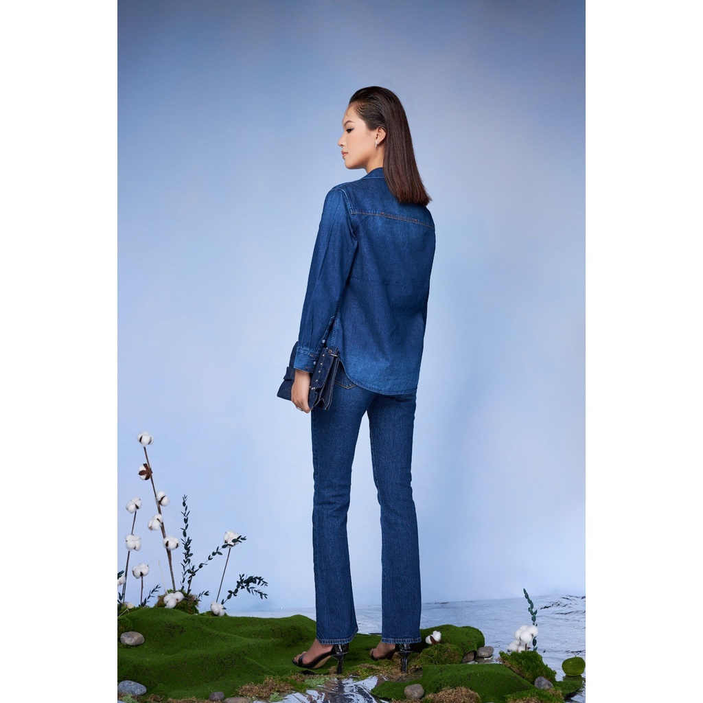 Quần Jeans Nữ Ống Loe Dark Blue. Dark Blue Women's Flared Jeans -  123WD1084B1970