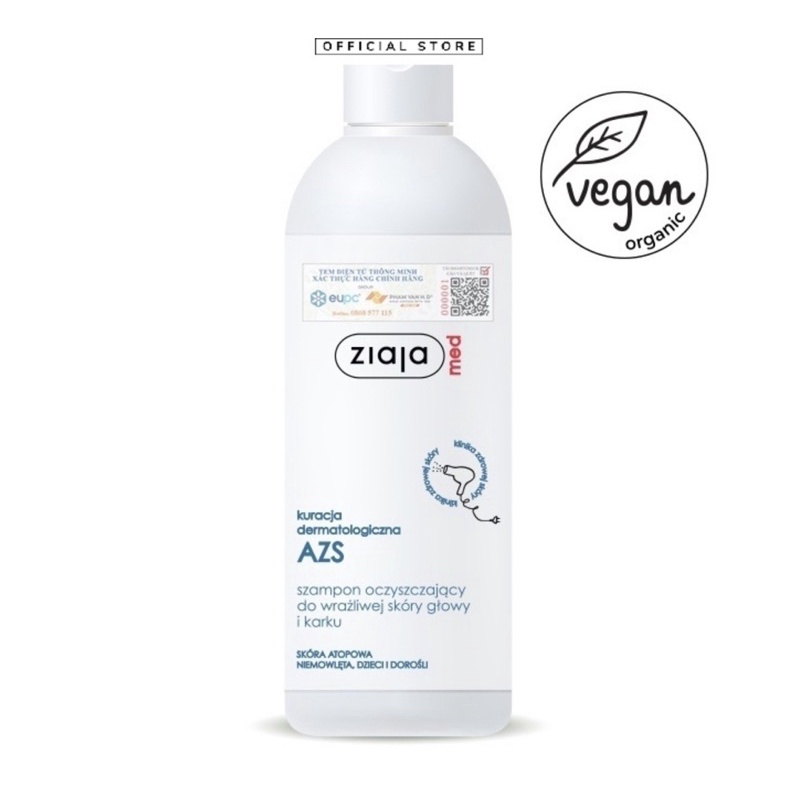 Dầu Gội Dưỡng Ẩm Ziaja Med Atopic Dermatitis Cleansing Shampoo Hỗ Trợ Làm Dịu Nhẹ Vùng Da Đầu 300ml