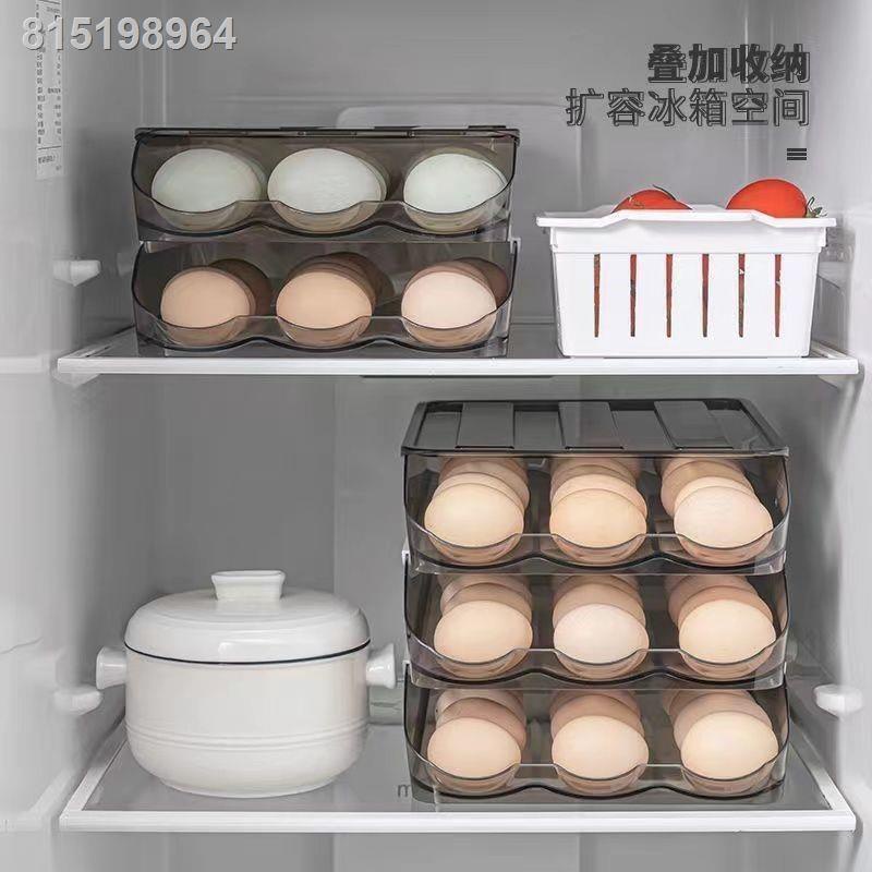 🍓hàng giao ngay🍓♞☫Hộp đựng trứng tự động trượt trứng thiết kế hộp bảo quản tủ lạnh hộp tươi chống rơi hiện vật lưu trữ