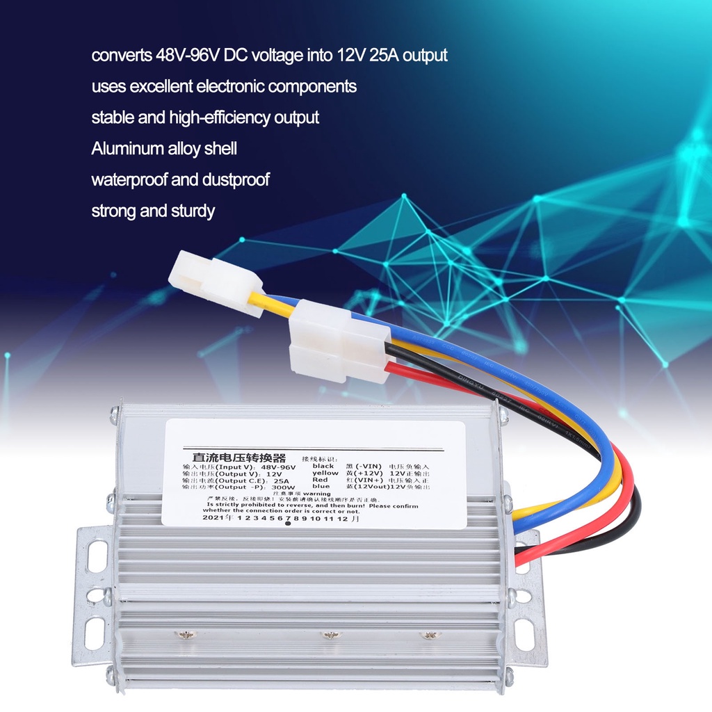 Bộ chuyển đổi điện áp DC 48V‑96V sang 12V biến cấp nguồn đầu ra hiệu quả chống nước ổn định