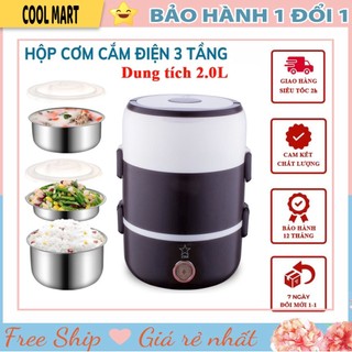 Hộp Cơm Cắm Điện Hâm Nóng 3 Tầng Inox - Ủ Cơm Tự Động