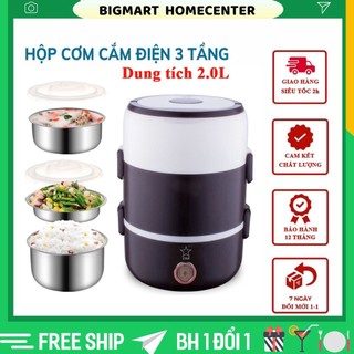 Hôp Cơm Cắm Điện Hâm Nóng 3 Tầng Inox - Ủ Thức Ăn Tự Động