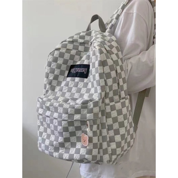 Balo Caro Thời Trang Hàn Quốc Có Ngăn Đựng Laptop , Cặp Sách Đi Học Đi Chơi Hoạ Tiết Caro BL08