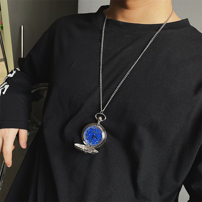 Dây chuyền đồng hồ thời trang cá tính nam và nữ sinh viên cặp đôi mô hình đầy sao rỗng retro lật túi đồng hồ sáng tạo gif