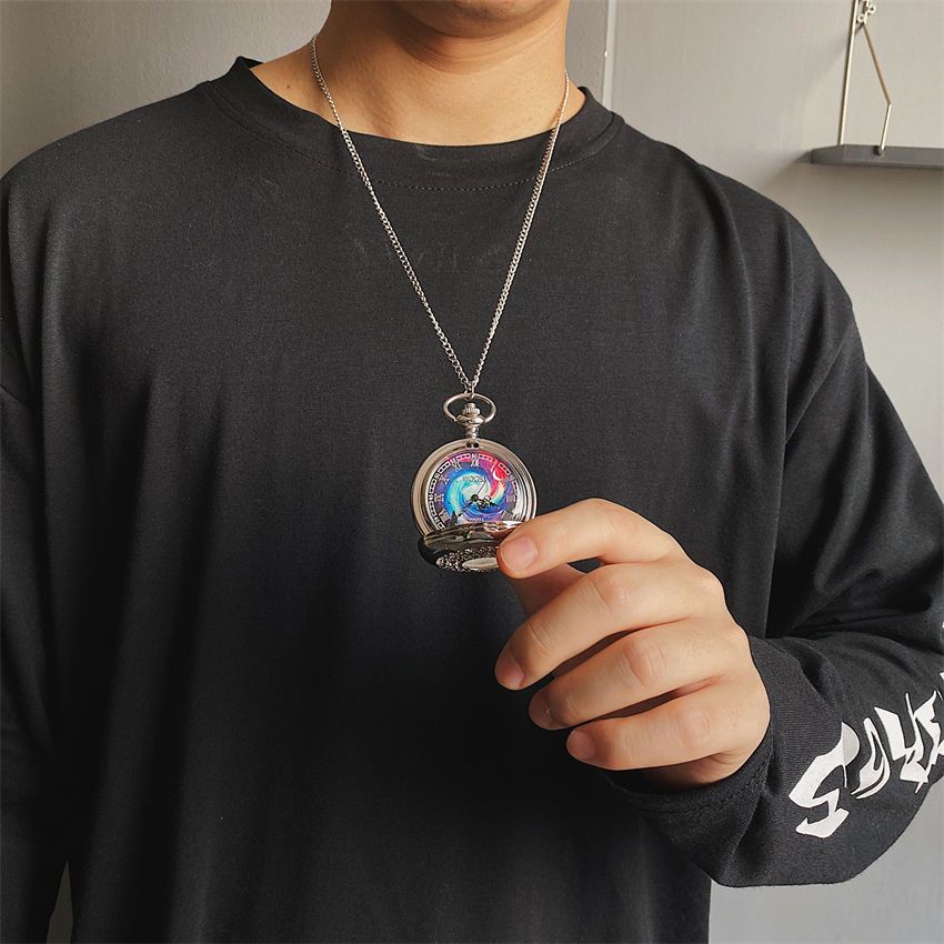 Dây chuyền đồng hồ thời trang cá tính nam và nữ sinh viên cặp đôi mô hình đầy sao rỗng retro lật túi đồng hồ sáng tạo gif