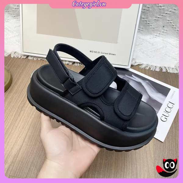 Da thật dép la mã dày-xa nữ 2023 phong cách mới dép đế mềm velcro cao cấp