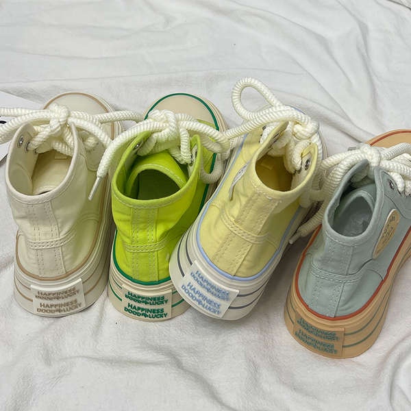 Thời trang phong cách mới giày vải high-top dày-soled casual