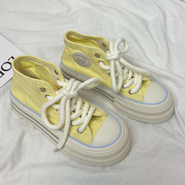 Thời trang phong cách mới giày vải high-top dày-soled casual