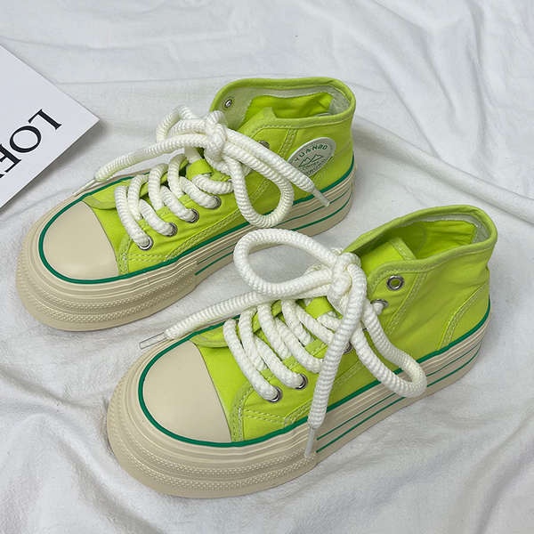 Thời trang phong cách mới giày vải high-top dày-soled casual