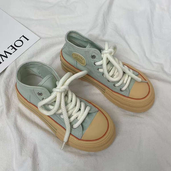 Thời trang phong cách mới giày vải high-top dày-soled casual