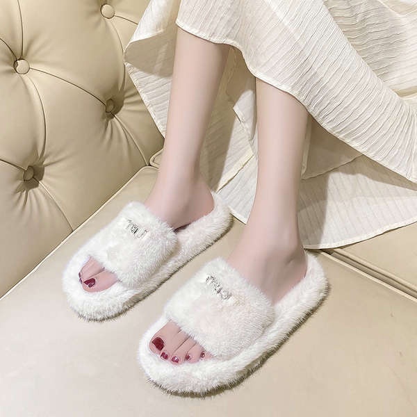 Mùa thu đông dép lông dày-chốt phụ nữ dép bông phong cách mới