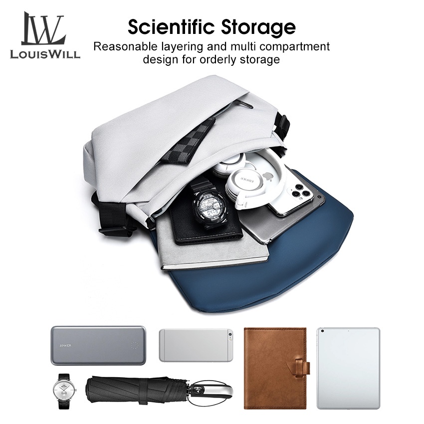 Louiswill nam túi đeo chéo nam vải oxford túi chắp vá phong cách túi đeo vai dung tích lớn túi đeo ngực đa chức năng túi thể thao đơn giản thông thường túi messenger túi thắt lưng ba