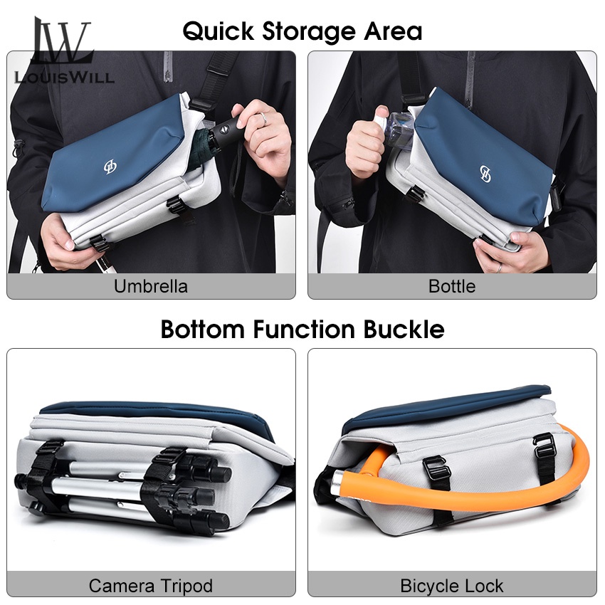 Louiswill nam túi đeo chéo nam vải oxford túi chắp vá phong cách túi đeo vai dung tích lớn túi đeo ngực đa chức năng túi thể thao đơn giản thông thường túi messenger túi thắt lưng ba