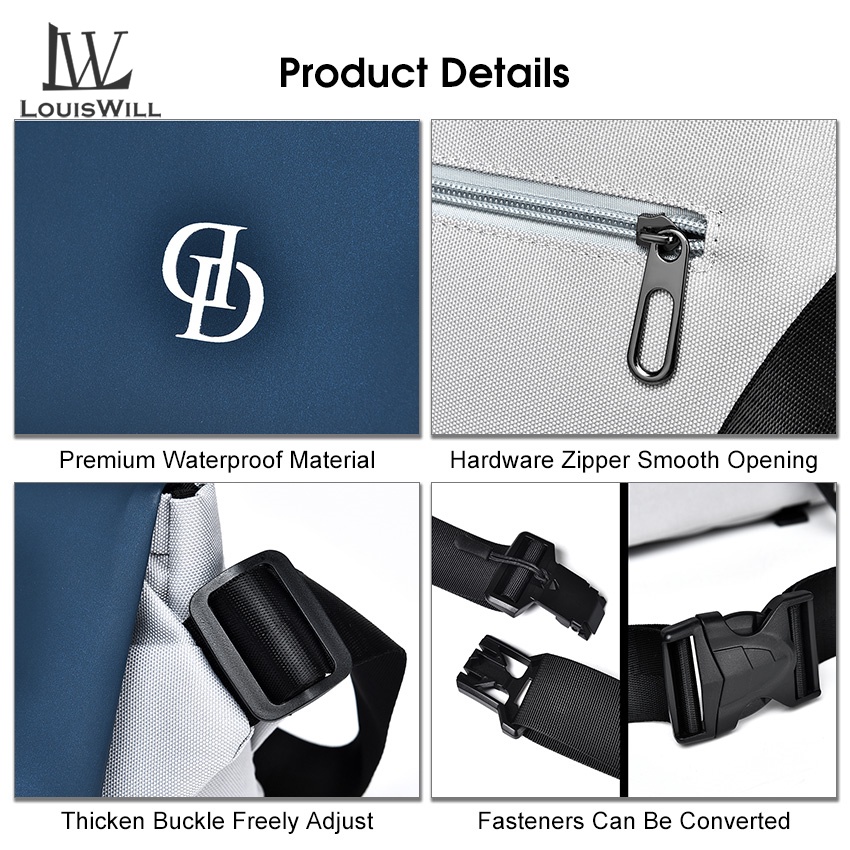 Louiswill nam túi đeo chéo nam vải oxford túi chắp vá phong cách túi đeo vai dung tích lớn túi đeo ngực đa chức năng túi thể thao đơn giản thông thường túi messenger túi thắt lưng ba