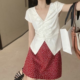 Áo trắng cổ V tay ngắn freesize A98