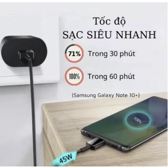Bộ sạc Samsung 45W kèm cáp Type C to Type C Bảo hành 12 tháng Sạc Samsung