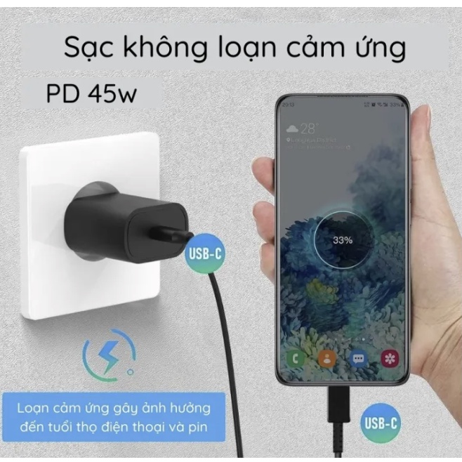Bộ sạc Samsung 45W kèm cáp Type C to Type C Bảo hành 12 tháng Sạc Samsung