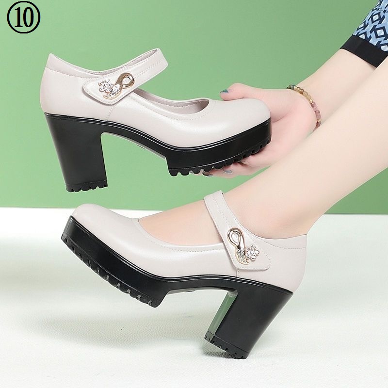 Giày khiêu vũ làm việc sườn xám mô hình nền tảng catwalk giày phụ nữ giày cao gót dày-chốt nền tảng dày gót khóa giày