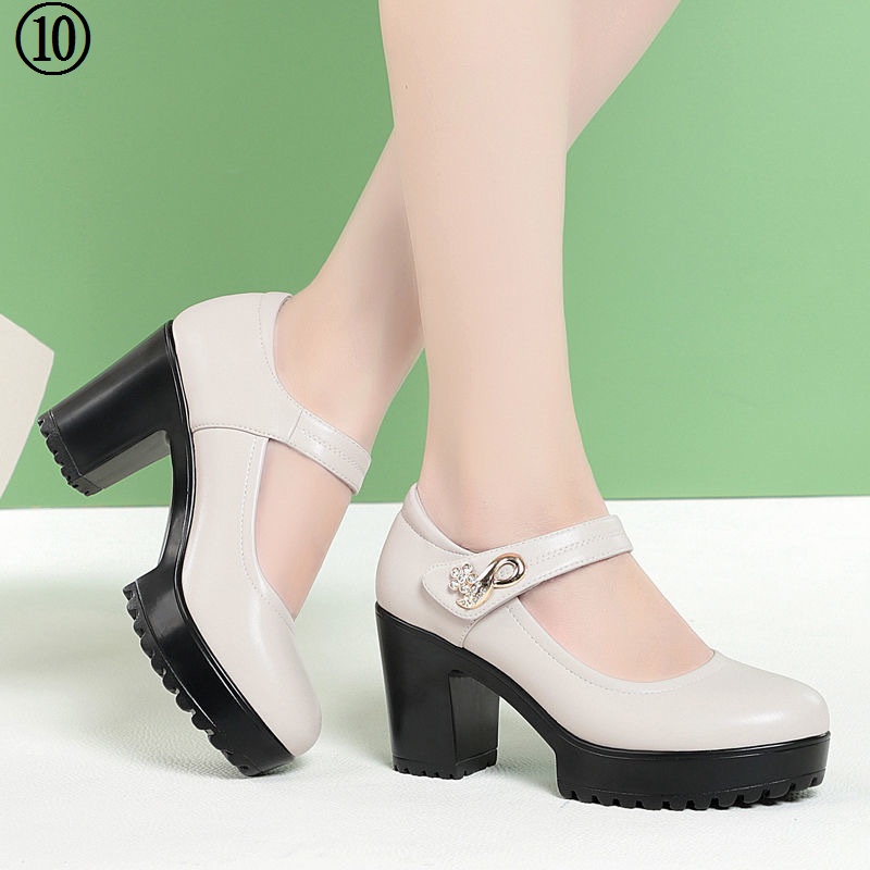 Giày khiêu vũ làm việc sườn xám mô hình nền tảng catwalk giày phụ nữ giày cao gót dày-chốt nền tảng dày gót khóa giày