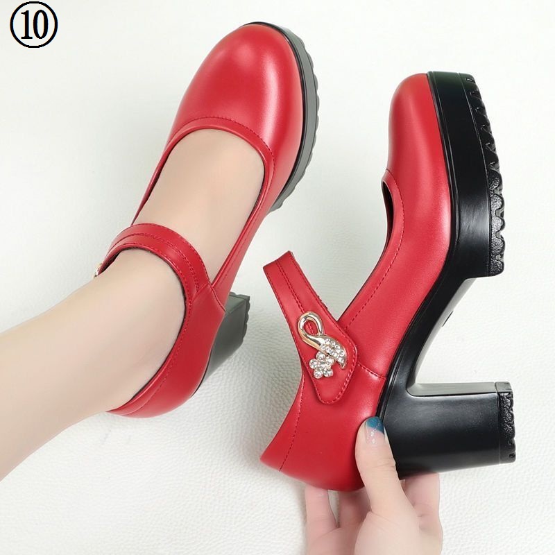 Giày khiêu vũ làm việc sườn xám mô hình nền tảng catwalk giày phụ nữ giày cao gót dày-chốt nền tảng dày gót khóa giày