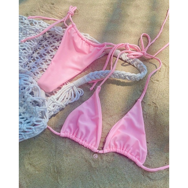 Bikini hai mảnh đồ bơi tam giác hàng 2 lớp nhiều màu