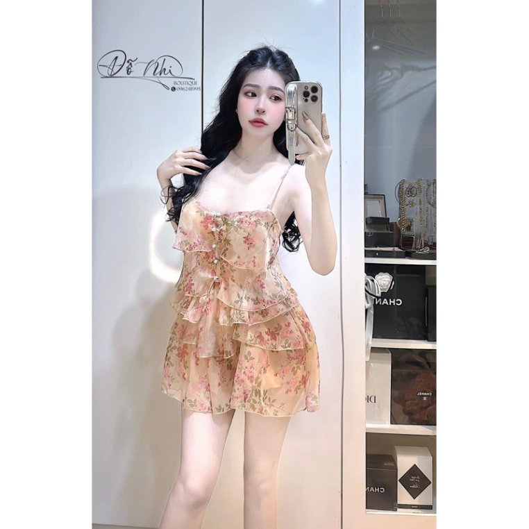 SET BỘ NỮ ÁO 2 DÂY TƠ VOAN TẦNG MIX phần chân váy - SÉT BỘ NỮ HOA NHÍ nhẹ nhõm CHẤT VOAN TƠ 2 LỚP CÓ BÁN SỈ