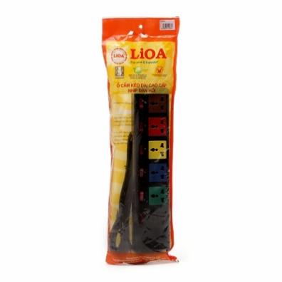 Ổ cắm điện LiOA 6 lỗ 6DOF32N 3m - 6 ổ cắm 3 chấu 6 công tắc 2200W 10A