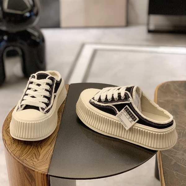 Giày thể thao nữ baotou half slippers biscuit canvas shoes women 2023 sản phẩm mới dép dày-chữa đơn-