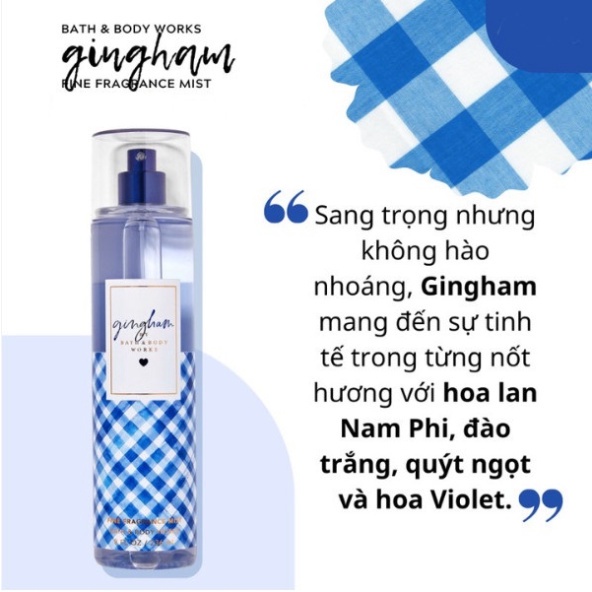 Body mist Gingham xịt thơm toàn thân - bodymist Hà Nội